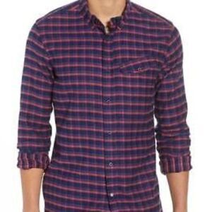 Scotch & Soda Men's Purple Red Flanel Cotton Shirt I'm pure indigo sz S